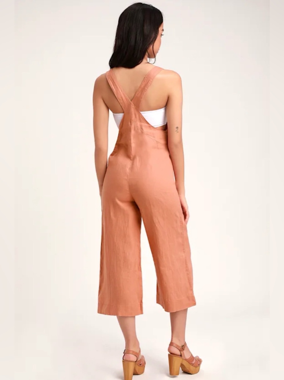 Rhythm Terracotta Linen Wide Leg Jumpsuit Size 8 Sleeveless I38 - Picture 2 of 8